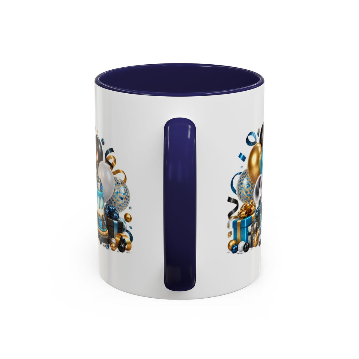 Happy Birthday White Tiger Mug – Colorful 3D Birthday Gift – White Coffee Mug