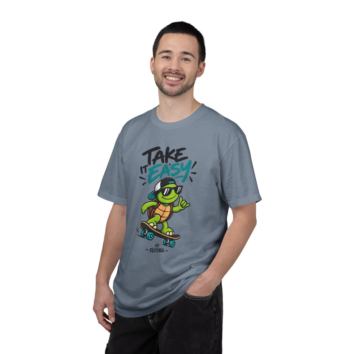 Take It Easy Skate Turtle Graphic T-Shirt | Festora Everyday