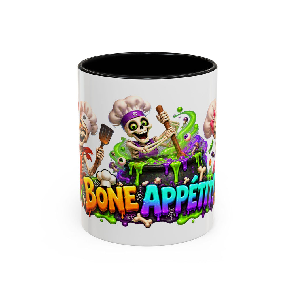 Bone Appetit Skeleton Chefs Halloween White Mug