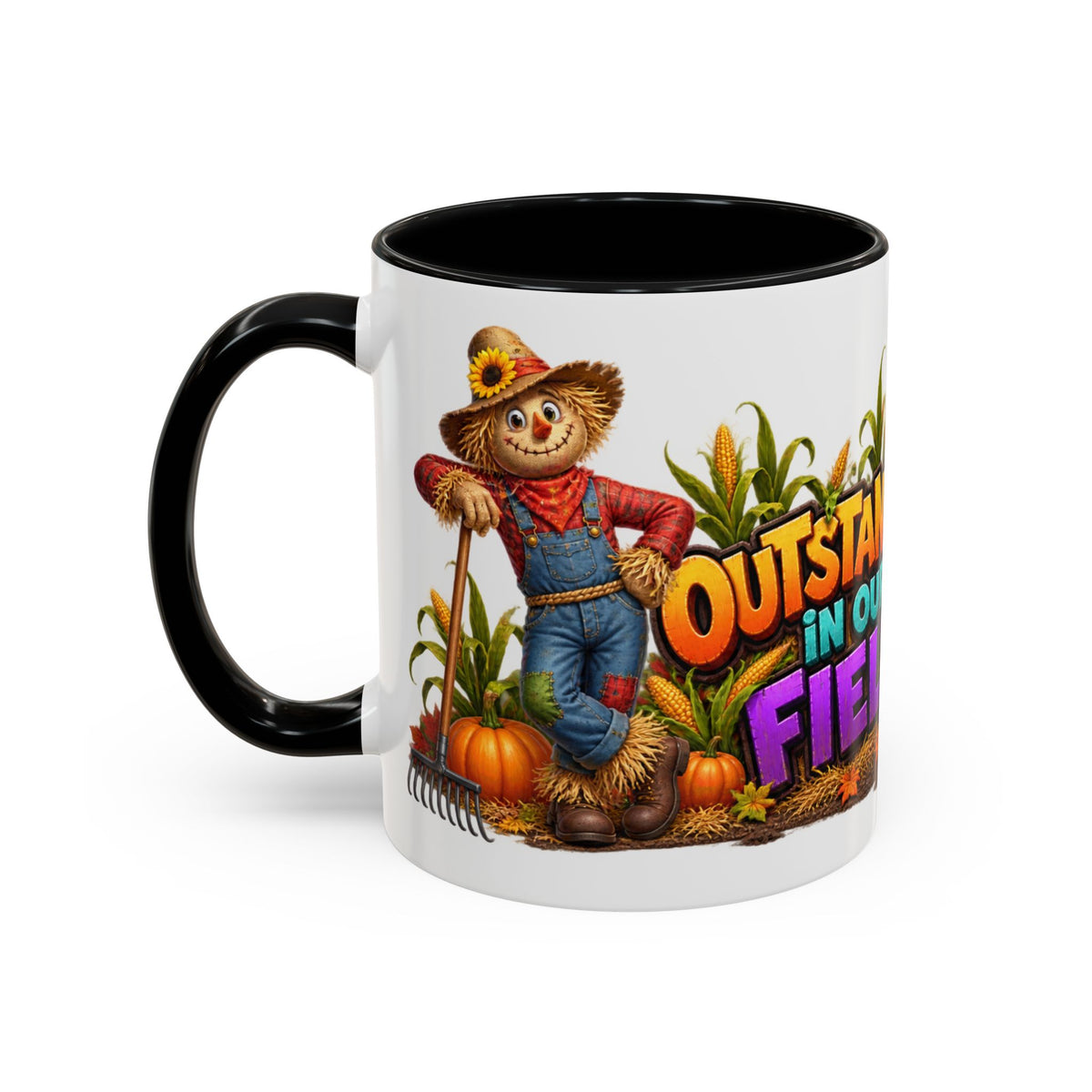 Outstanding in Our Field Funny Scarecrow Halloween White Mug