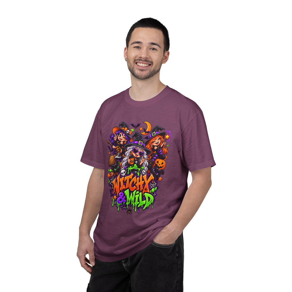 Witchy & Wild – Halloween Witch Crew Graphic T-Shirt