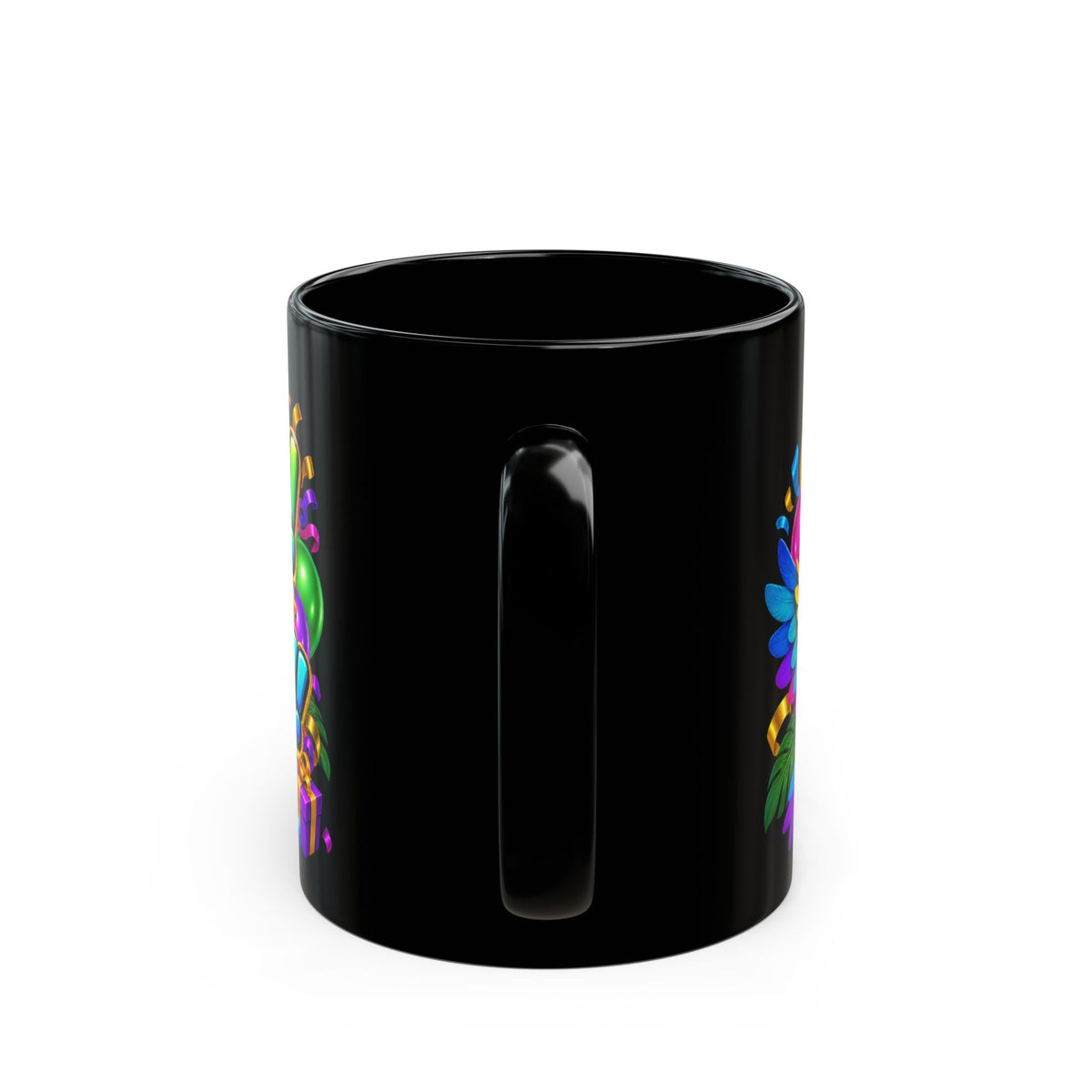 Squawk! It’s Your Birthday Black Mug – Colorful Parrot Birthday Cup, Fun Tropical Party Gift