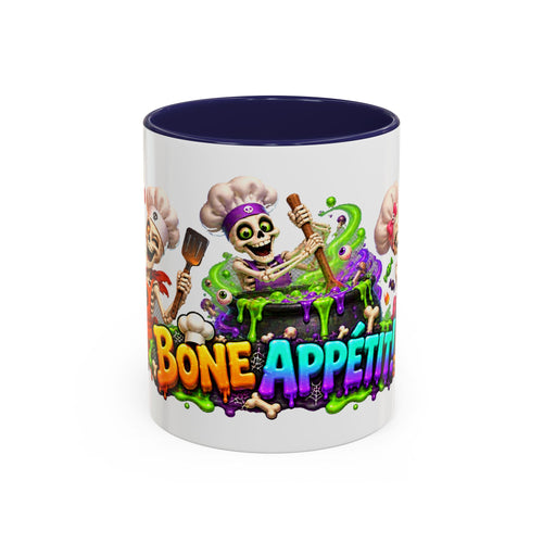 Bone Appetit Skeleton Chefs Halloween White Mug