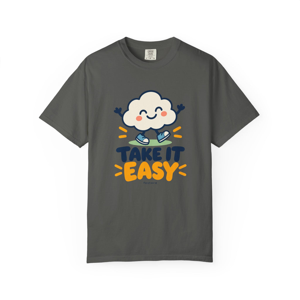 Take It Easy – Happy Cloud Graphic T-Shirt | Festora Everyday