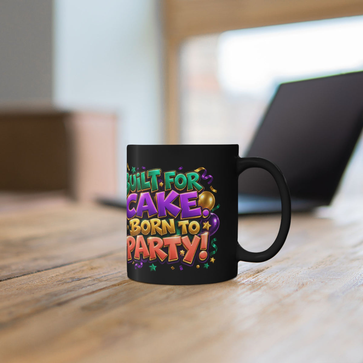 Built for Cake Born to Party French Bulldog Black Mug