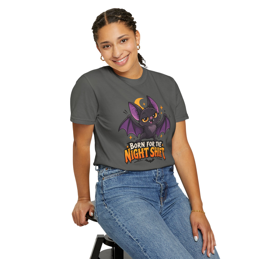 Born for the Night Shift – Cute Halloween Bat T-Shirt