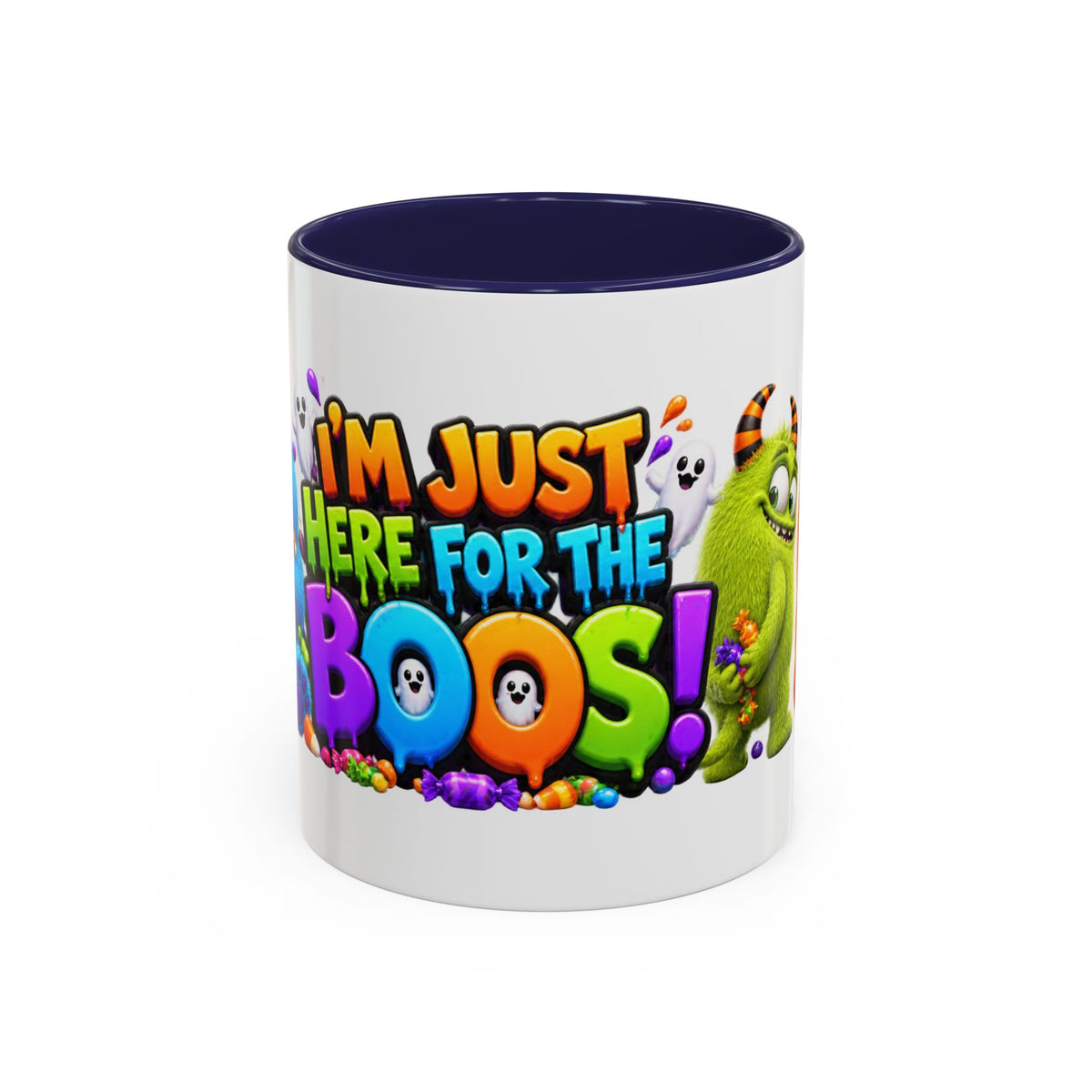 I’m Just Here for the Boos Funny Halloween Monster White Mug