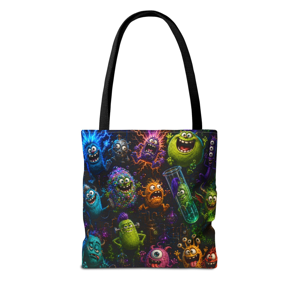 Mad Scientist Monsters Tote Bag – Colorful Laboratory Creature All-Over Print