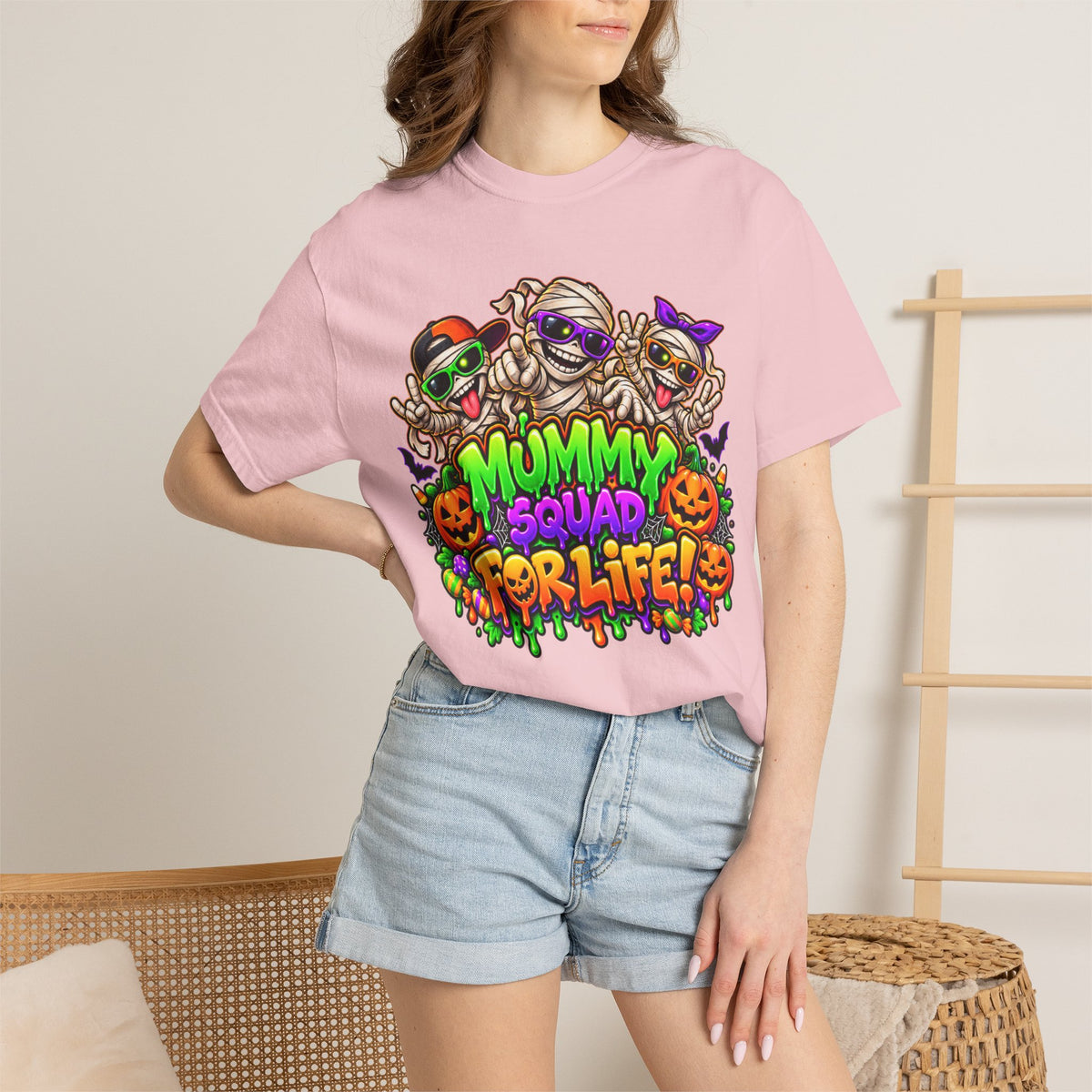 Mummy Squad For Life Halloween T-Shirt – Funny Colorful Mummy Graphic Tee