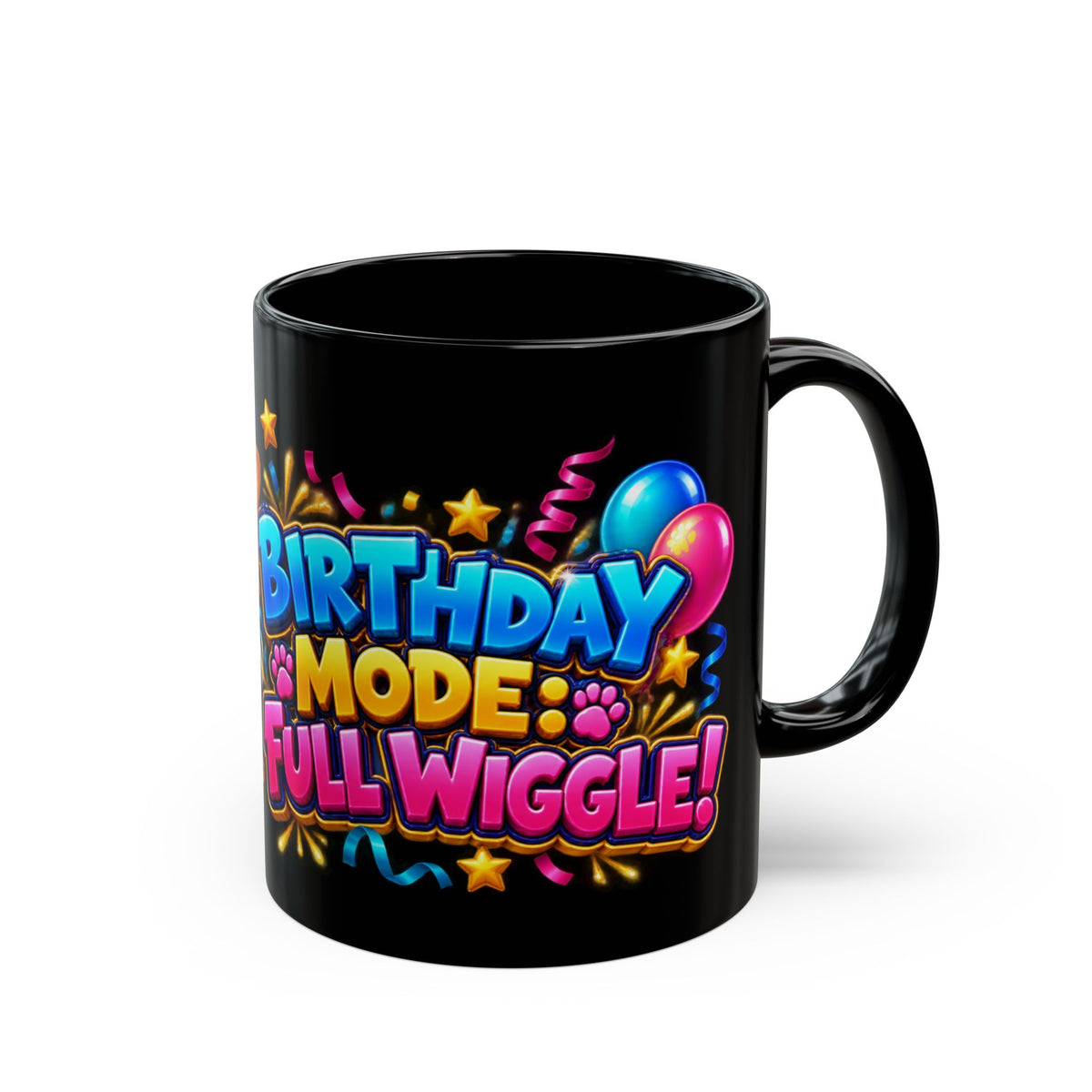 Birthday Mode Full Wiggle Corgi Black Mug