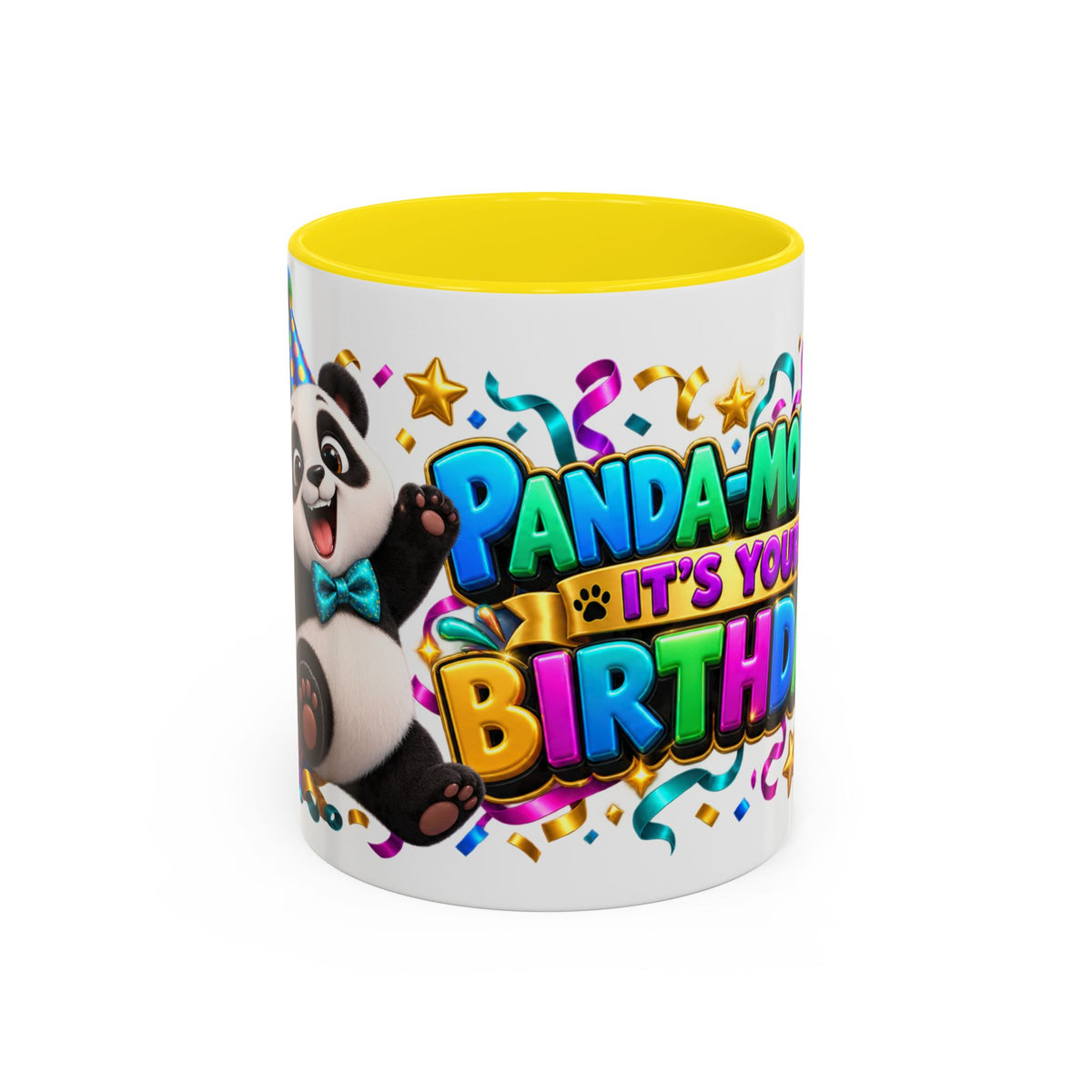 Panda-Monium! It’s Your Birthday White Mug – Cute Panda Birthday Cup, Colorful Fun Party Gift