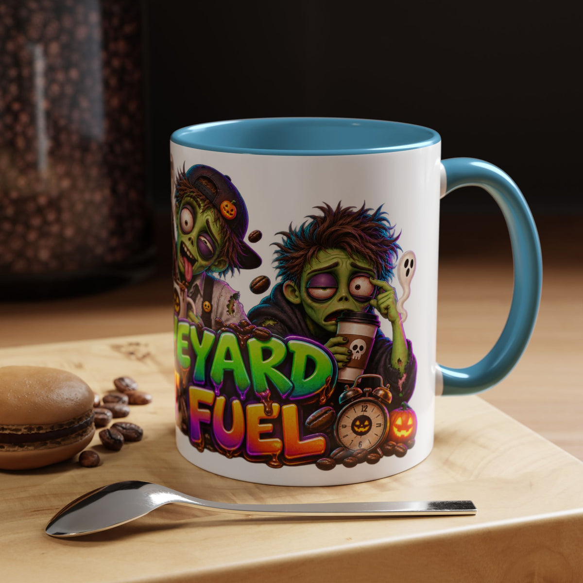 Graveyard Shift Fuel Coffee Zombies Halloween White Mug