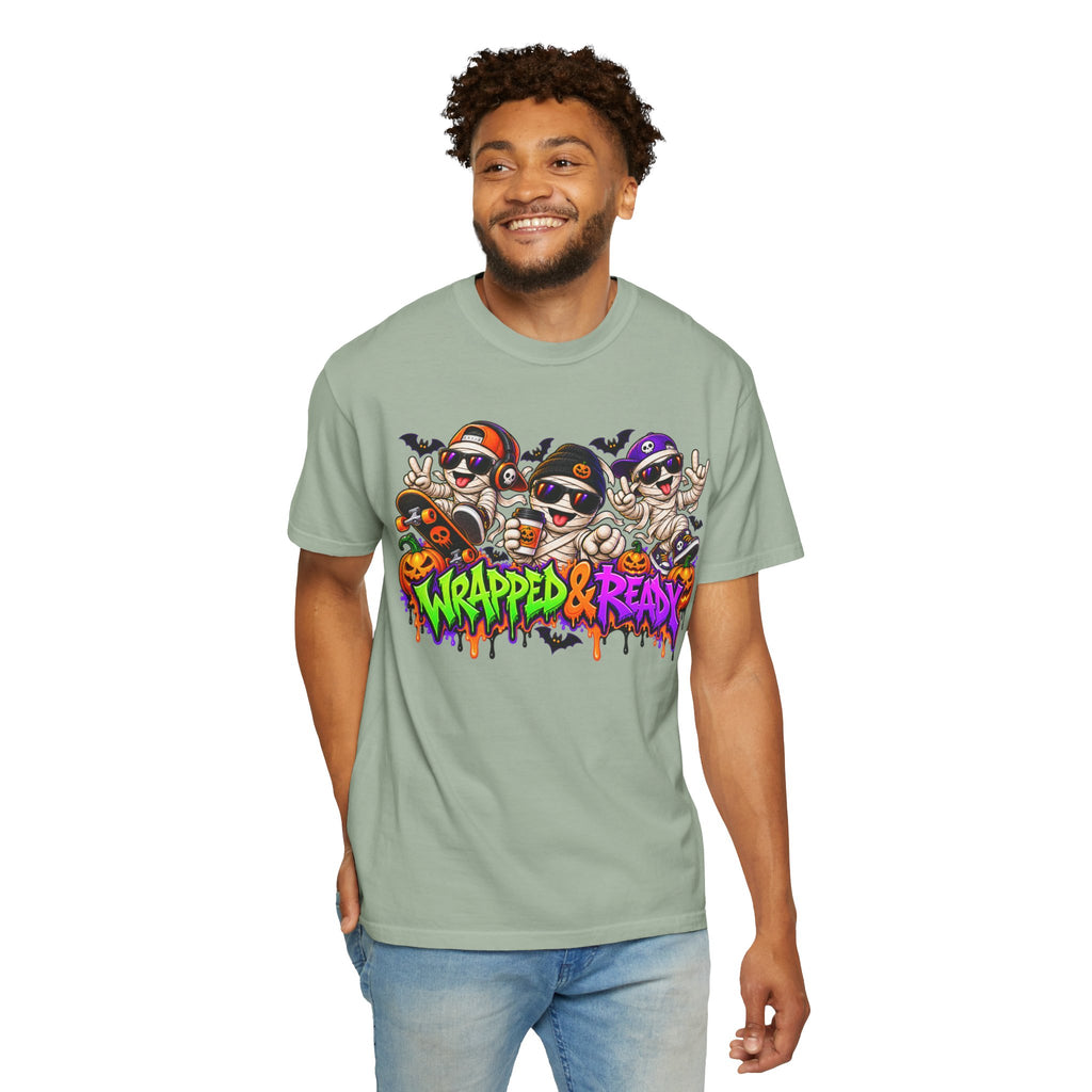Wrapped & Ready – Halloween Mummy Crew Graphic T-Shirt