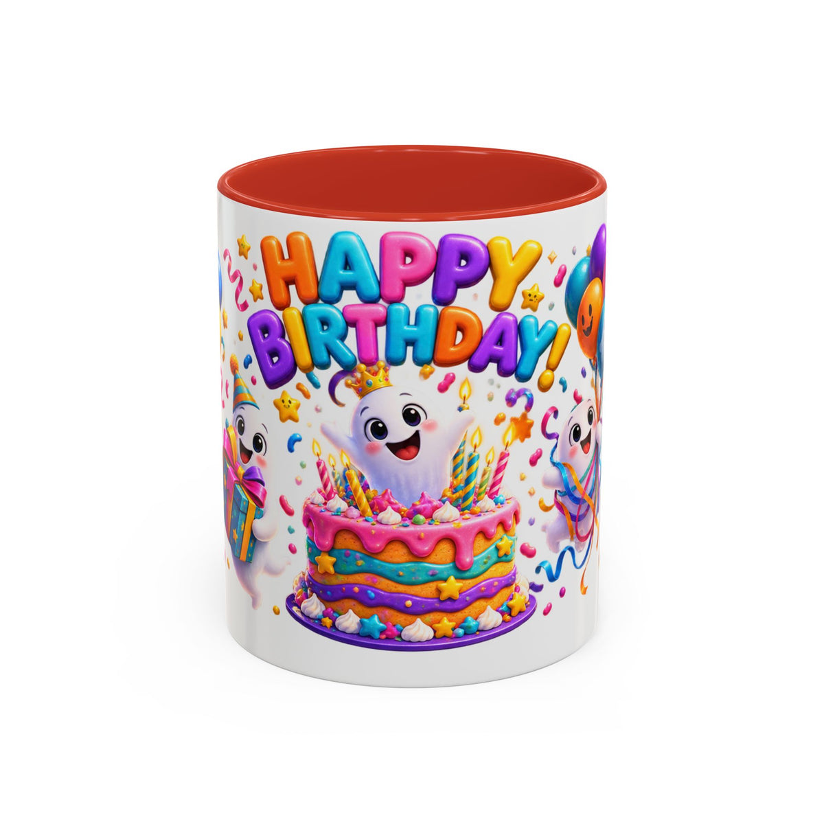 Happy Birthday Accent Coffee Mug - Colorful Celebration Mug (11oz, 15oz)