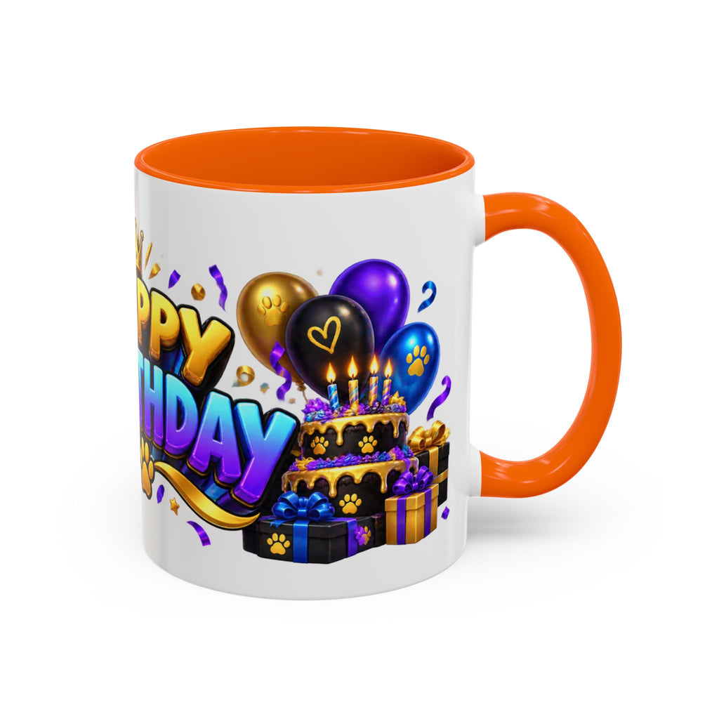 Black Panther Happy Birthday Mug – Purple Blue & Gold Birthday Gift – FestoraShop White Coffee Mug