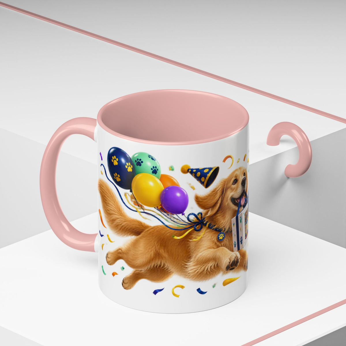 Fetch the Cake Golden Retriever Birthday White Mug