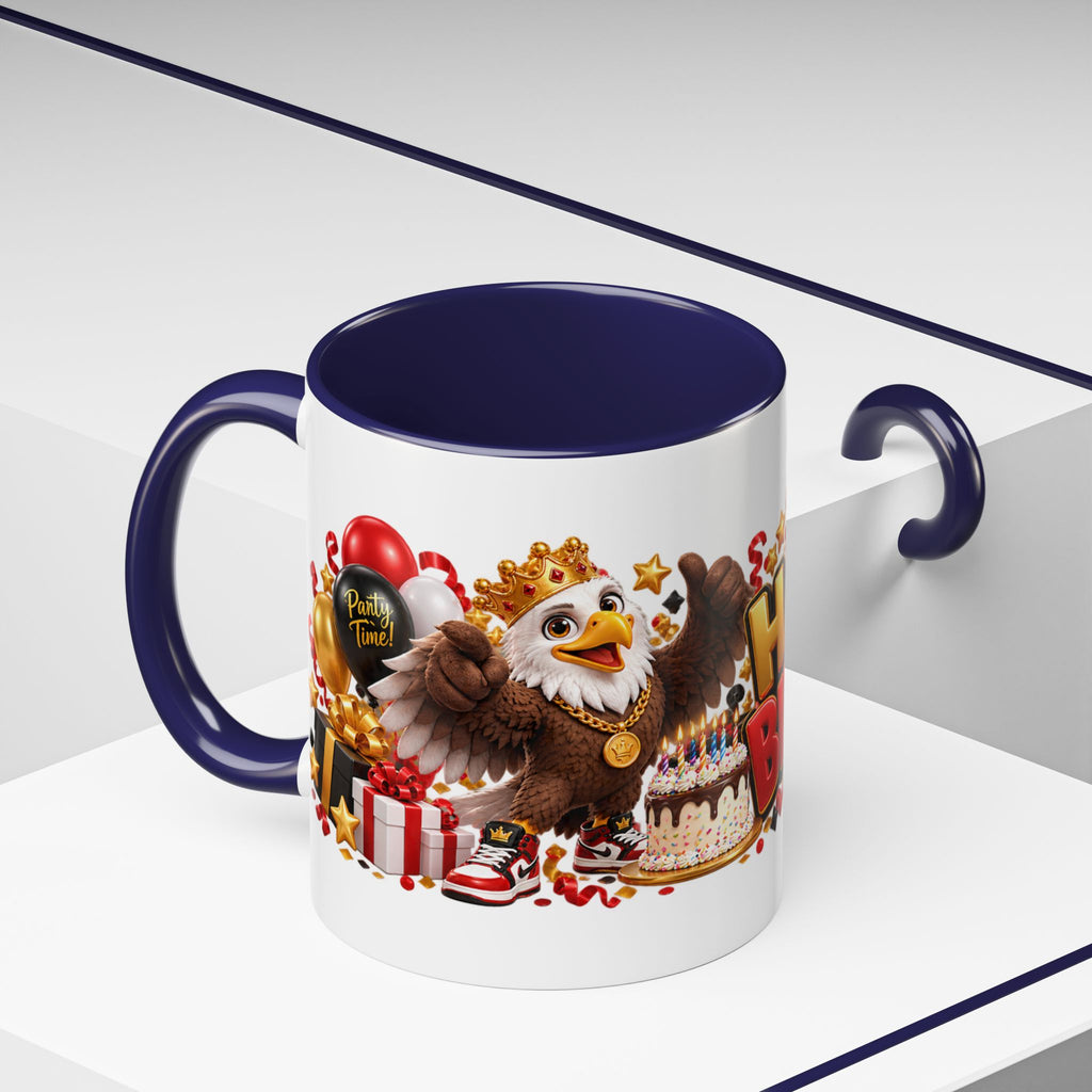 Happy Birthday Eagle Mug – Colorful 3D Birthday Gift – White Coffee Mug