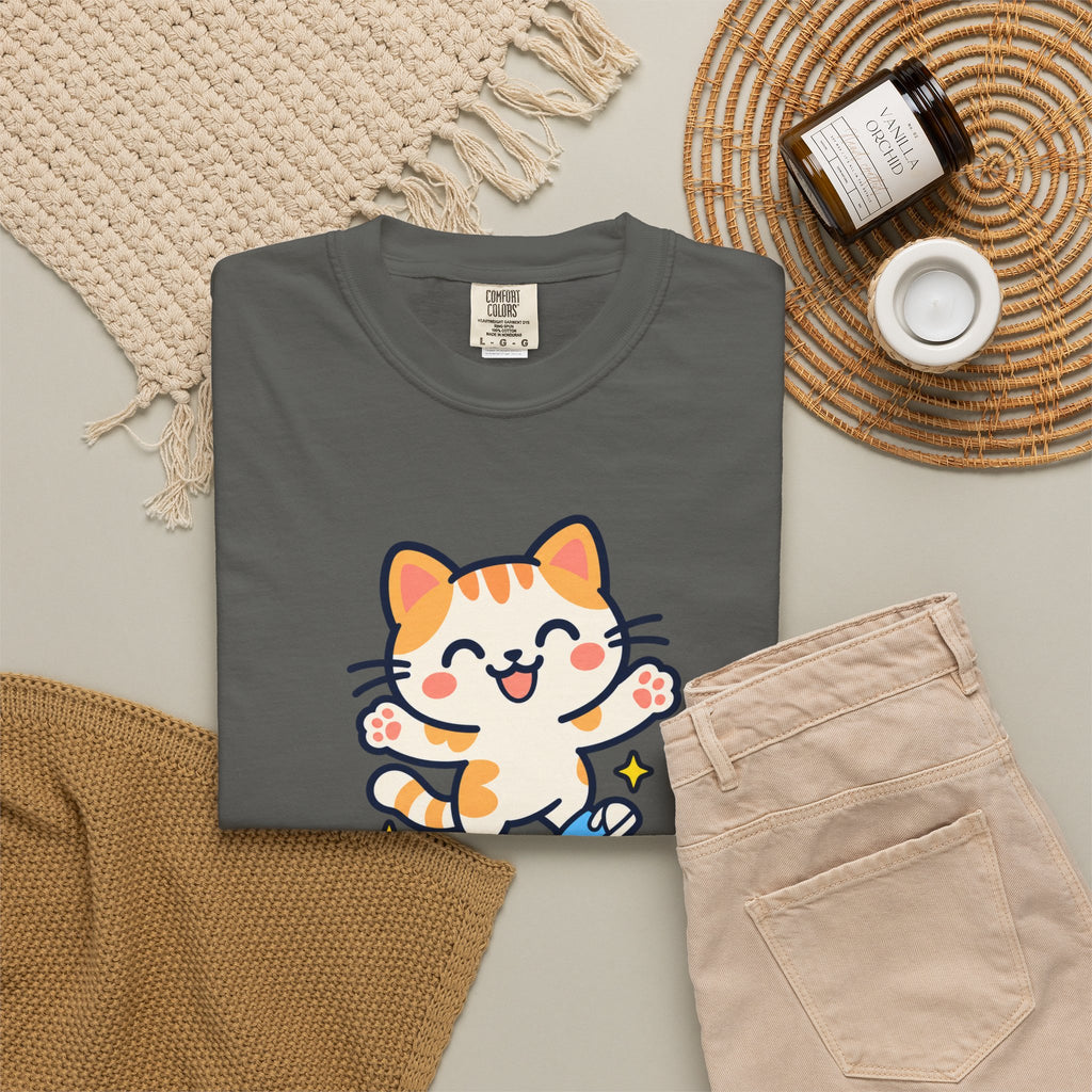 Stay Pawsitive – Cute Happy Cat Graphic T-Shirt