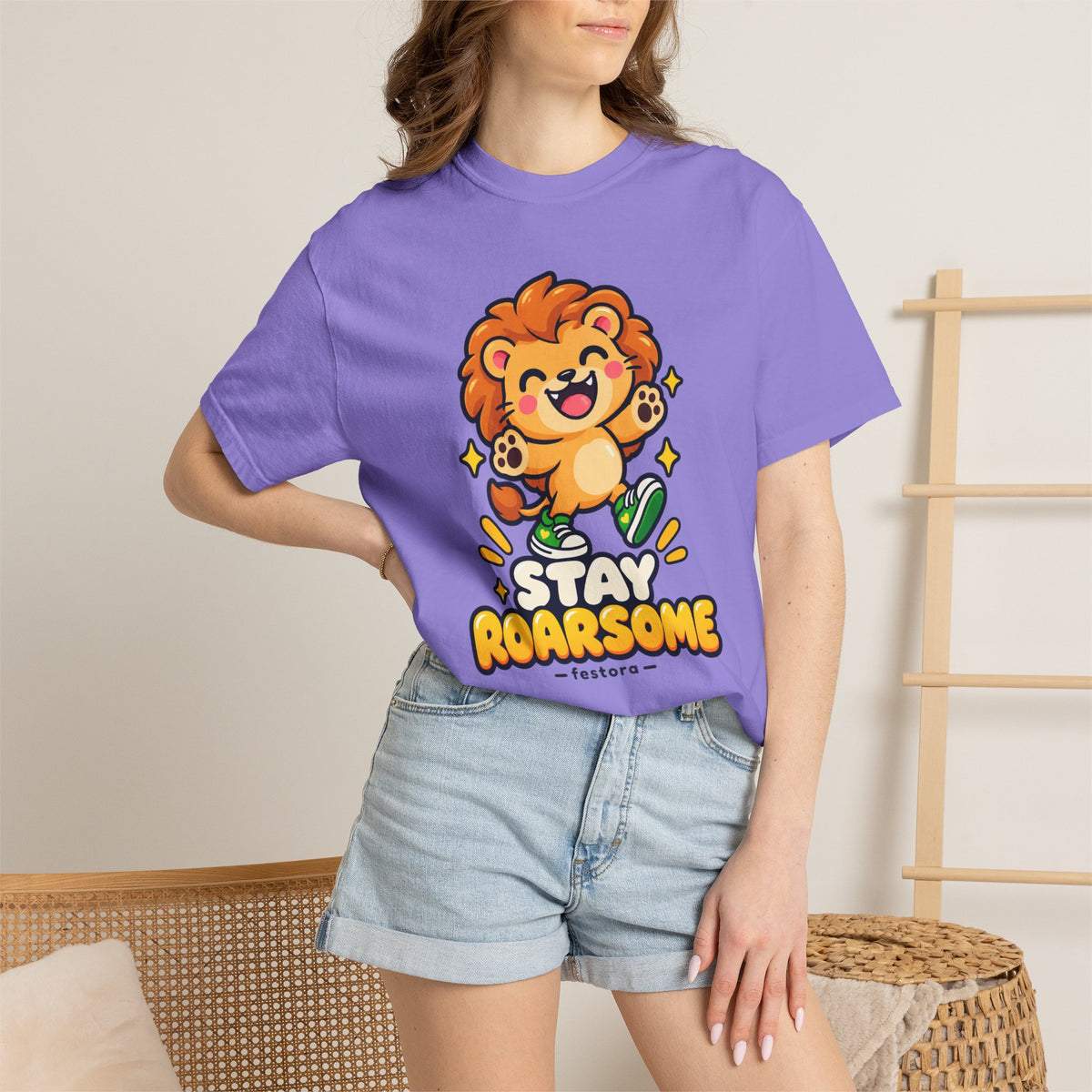 Stay Roarsome – Cute Happy Lion Graphic T-Shirt