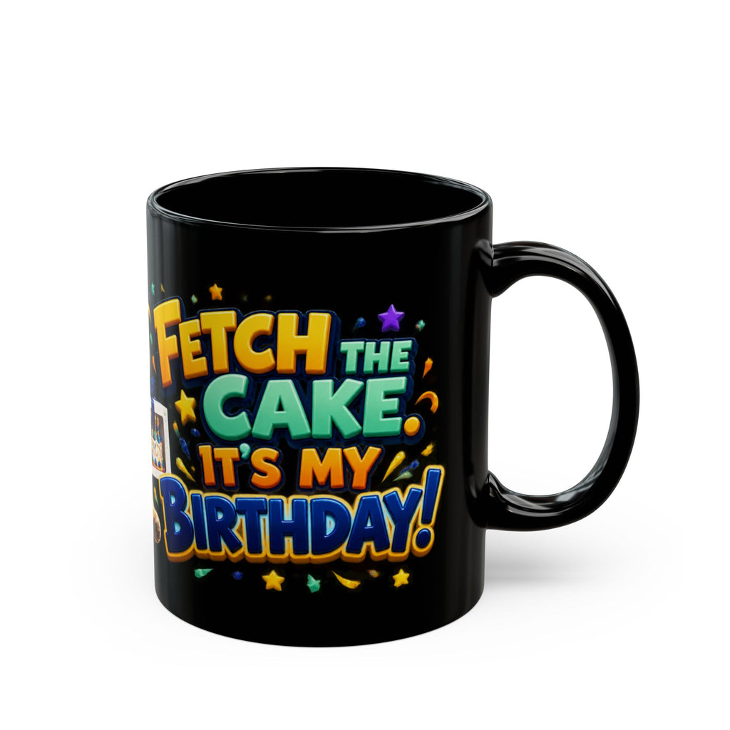 Fetch the Cake Golden Retriever Birthday Black Mug
