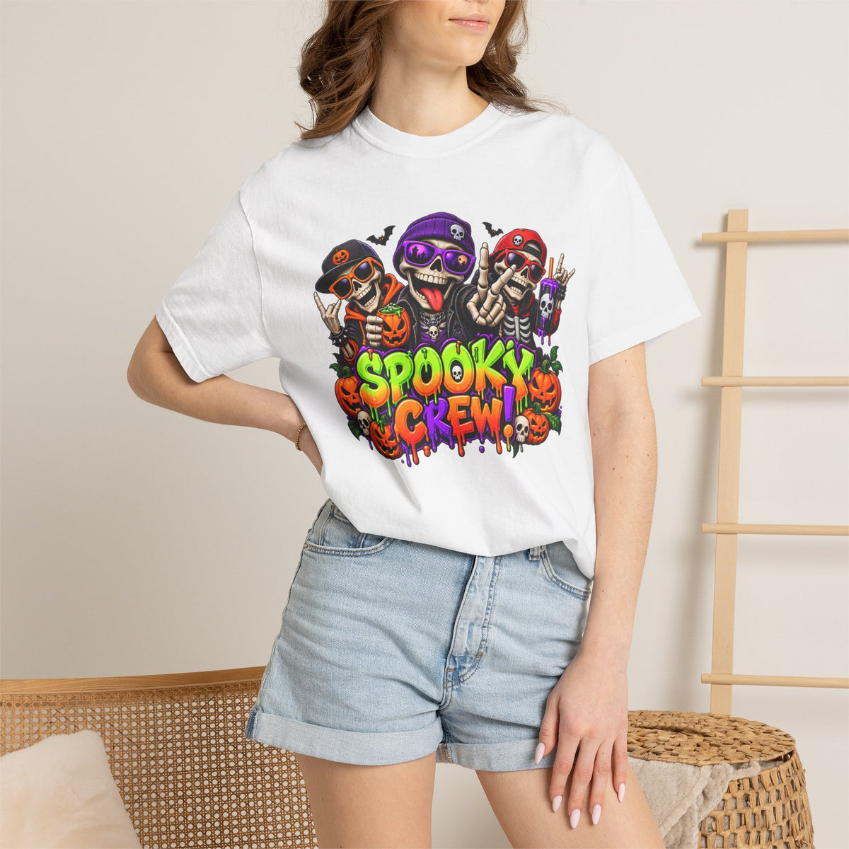 Spooky Crew Halloween T-Shirt – Funny Skeleton Graphic Tee