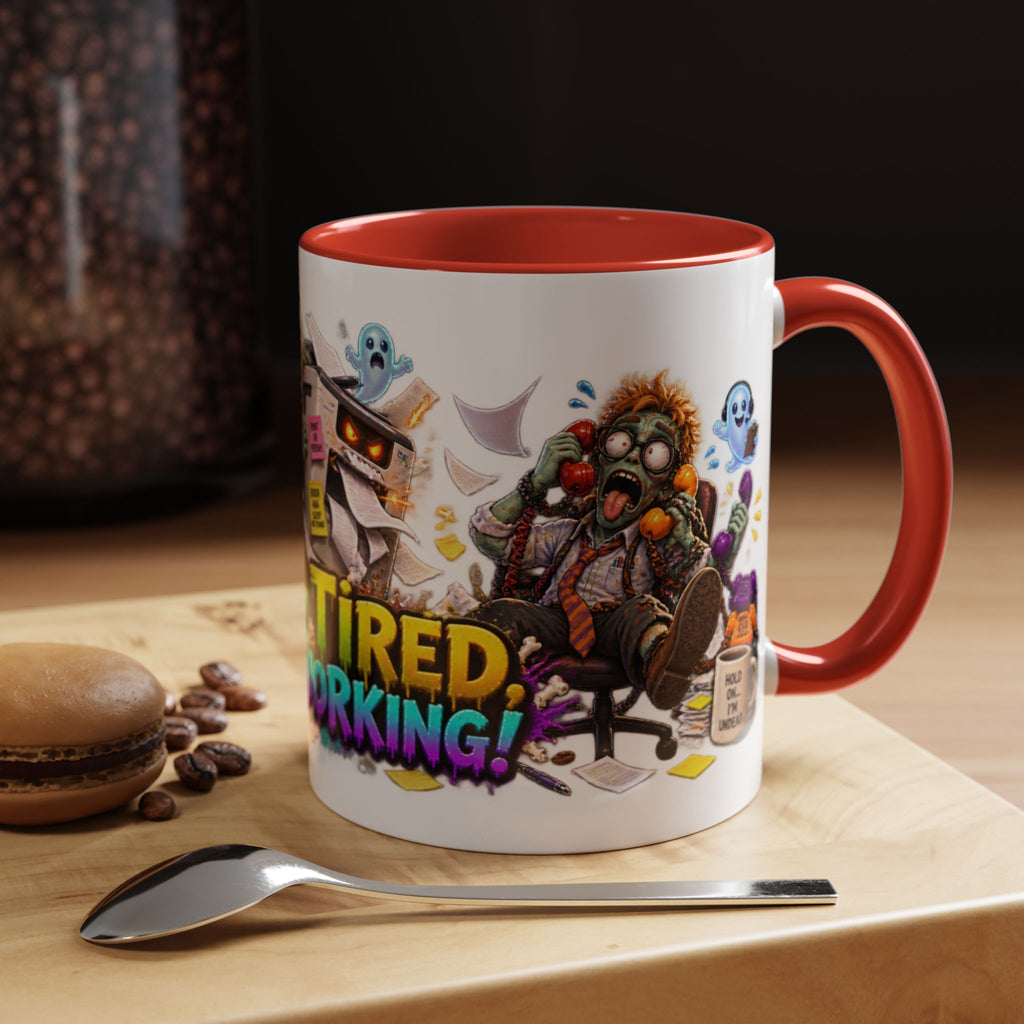 Dead Tired Still Working Zombie Office Halloween White Mug