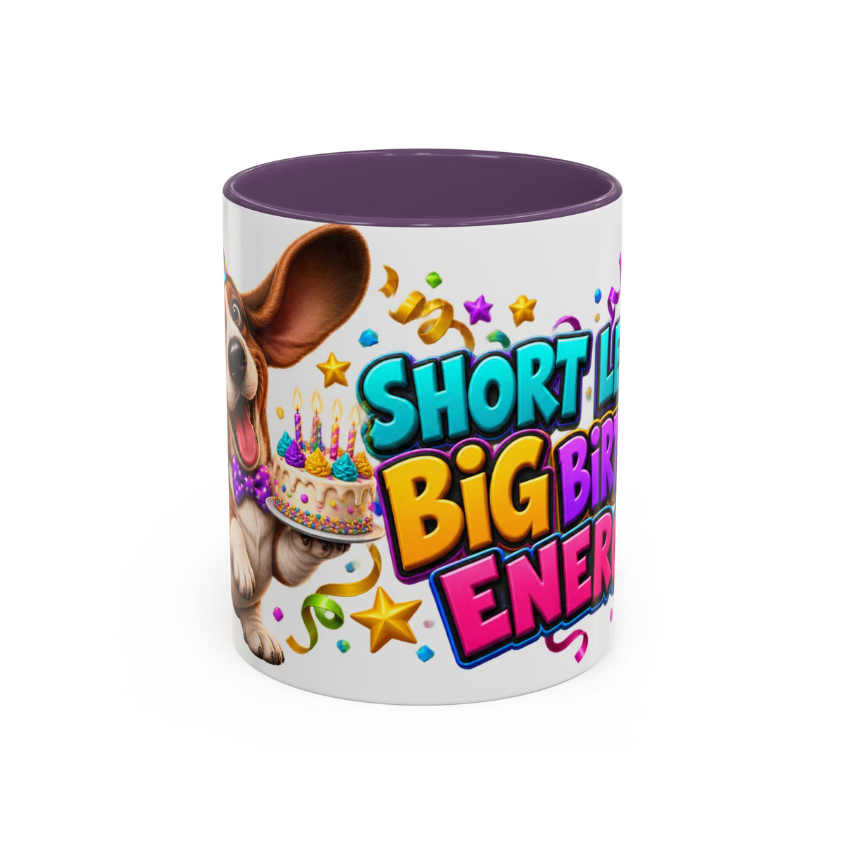 Short Legs Big Birthday Energy Basset Hound White Mug