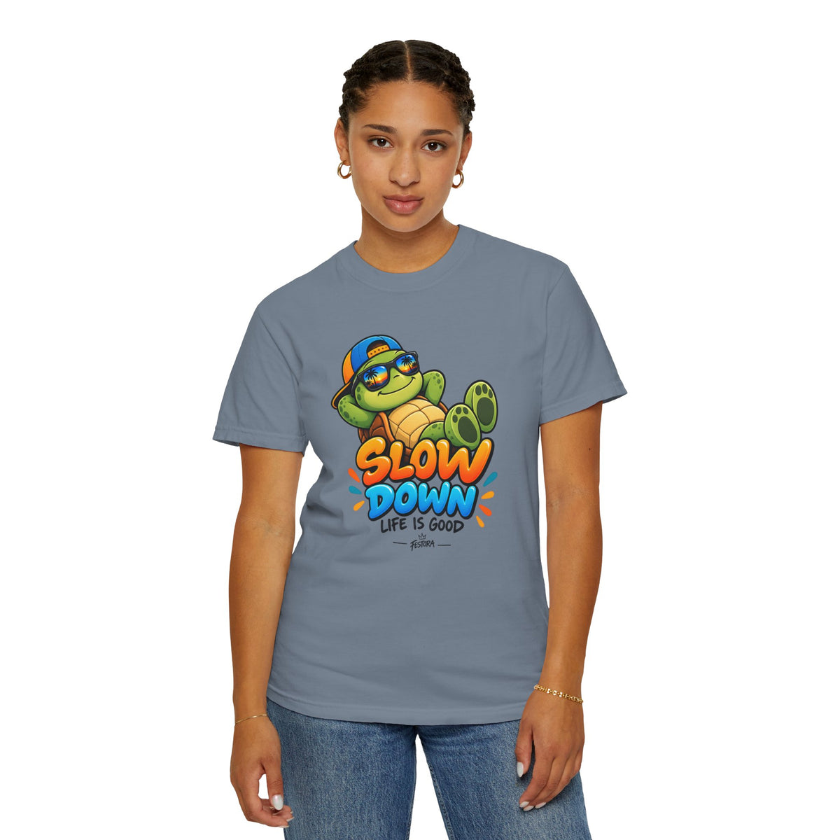 Slow Down, Life Is Good – Turtle Graphic T-Shirt | Festora Everyday