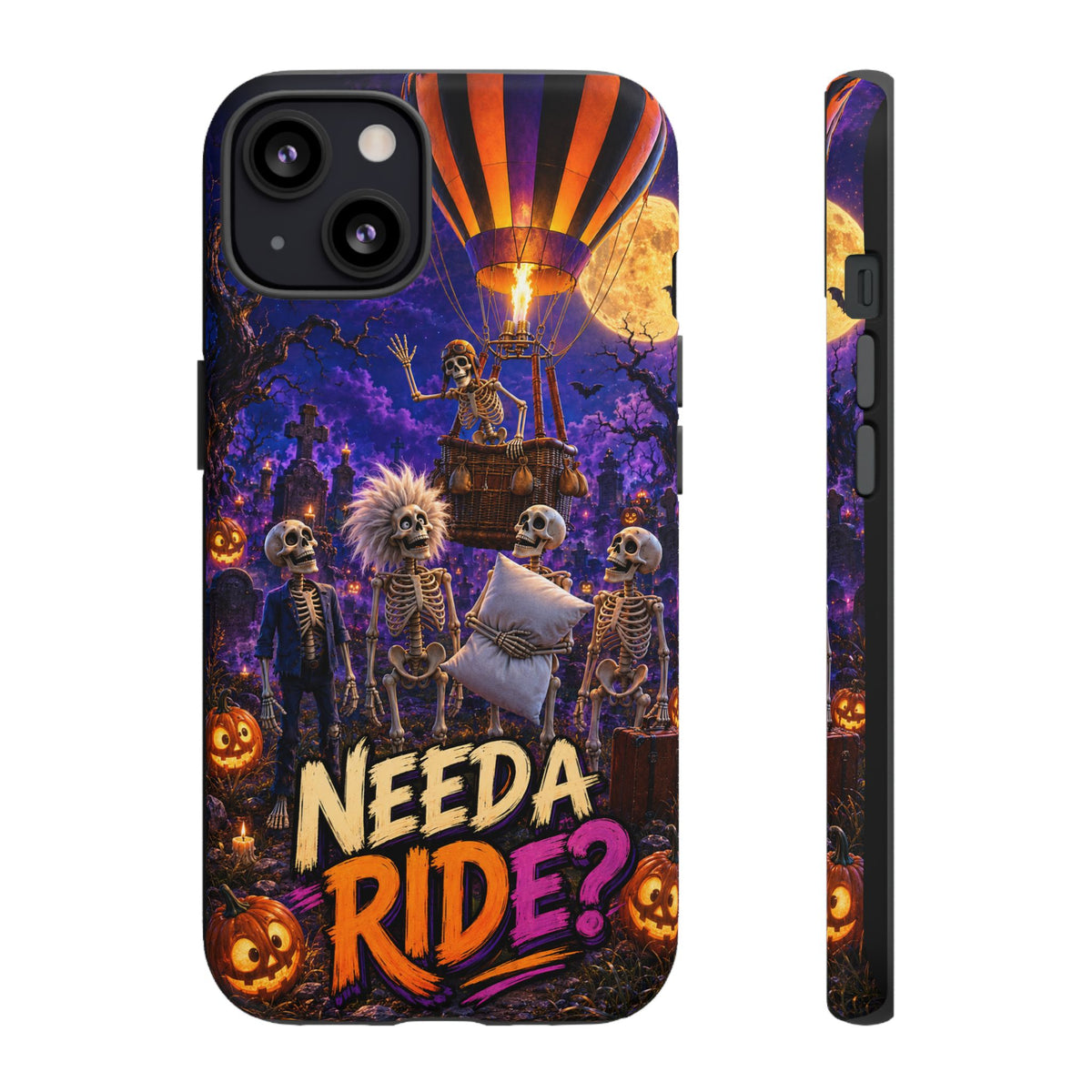 Halloween Skeleton Phone Case — “Needa Ride?” Hot Air Balloon Design