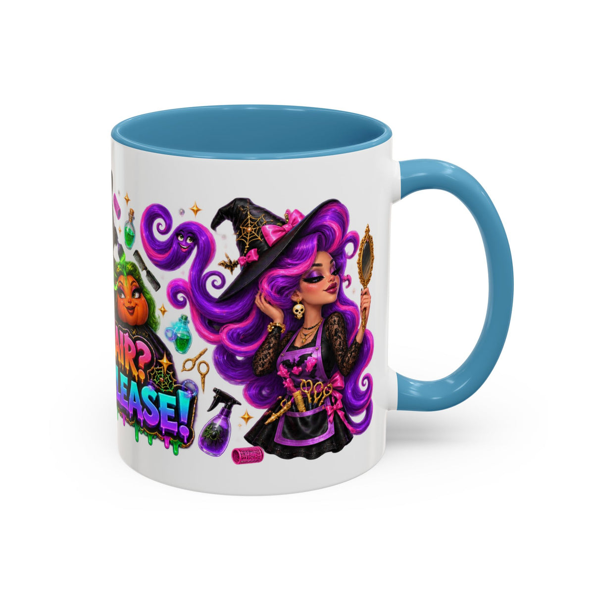 Bad Hair Witch Please Halloween Hairstylist White Mug