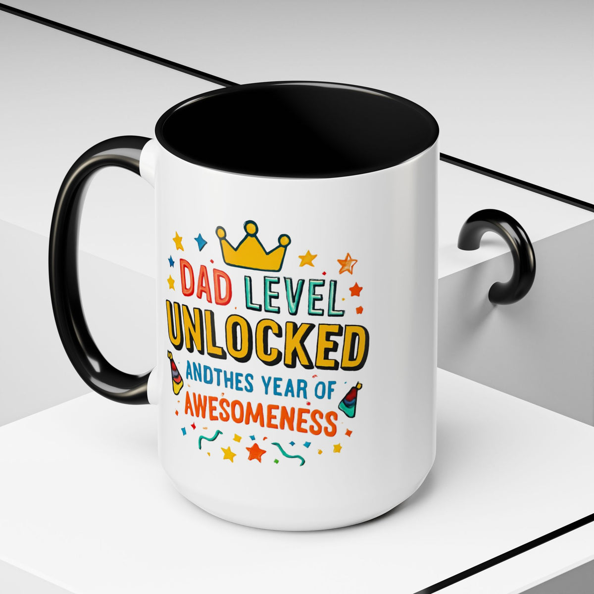 Dad Level Unlocked Coffee Mug – Funny Father’s Day 11/15oz Accent Mug