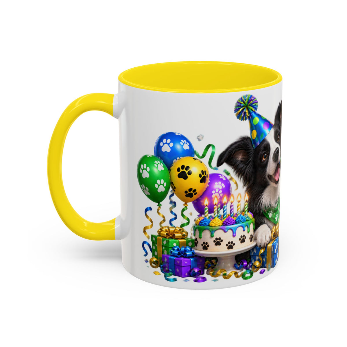 Herd the Crew Border Collie Birthday White Mug