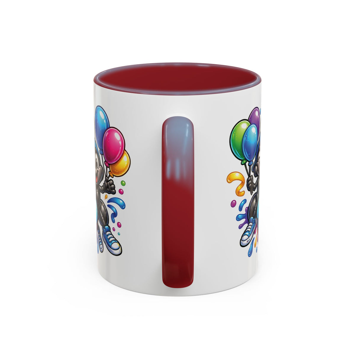 Happy Birthday Cartoon Mug – Graffiti Ants, Birthday Cake, Balloons & Confetti Coffee Cup