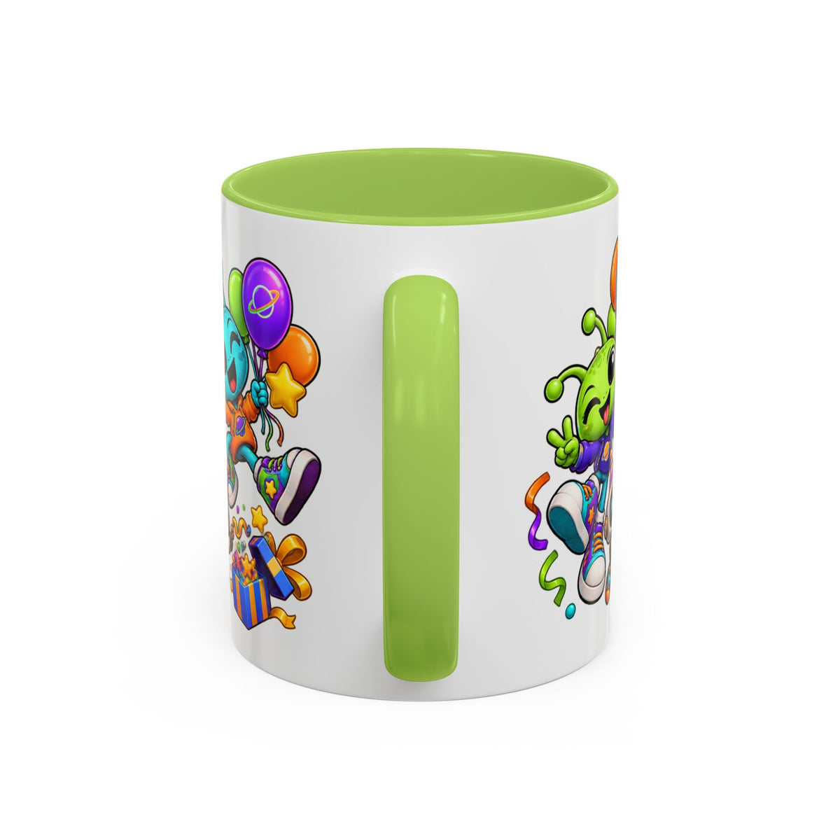 Happy Birthday Alien Mug – Colorful Space Party Cup with Cute Aliens & Robots
