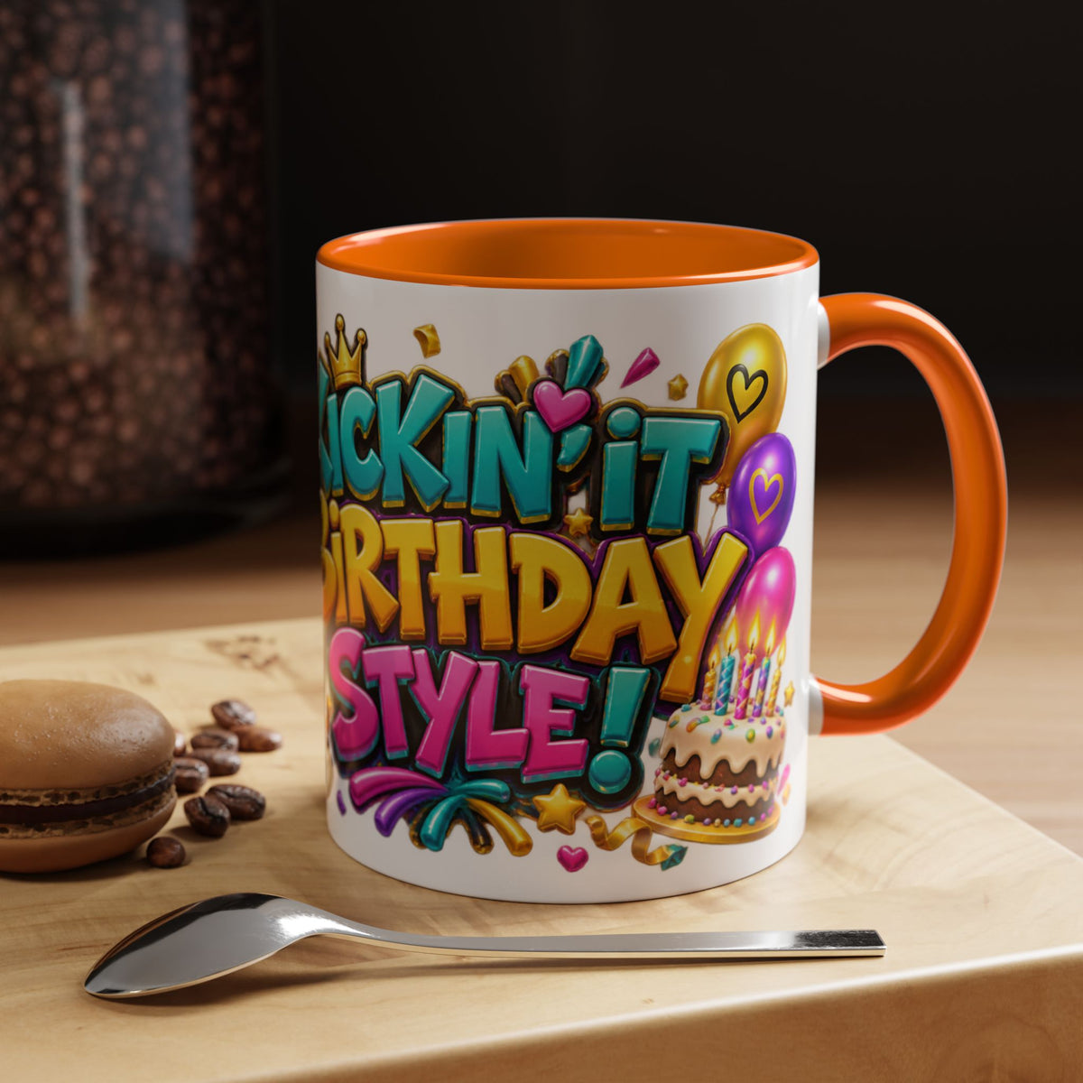 Kickin’ It Birthday Style Donkey White Mug – Funny Happy Birthday Party Cup, Cute Colorful Gift