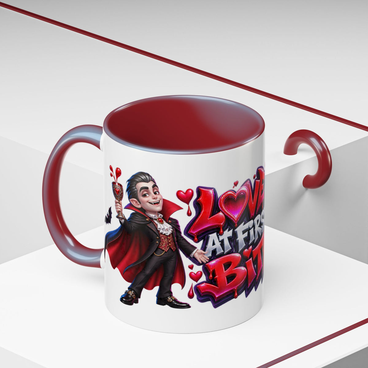 Love at First Bite Funny Vampire Halloween White Mug