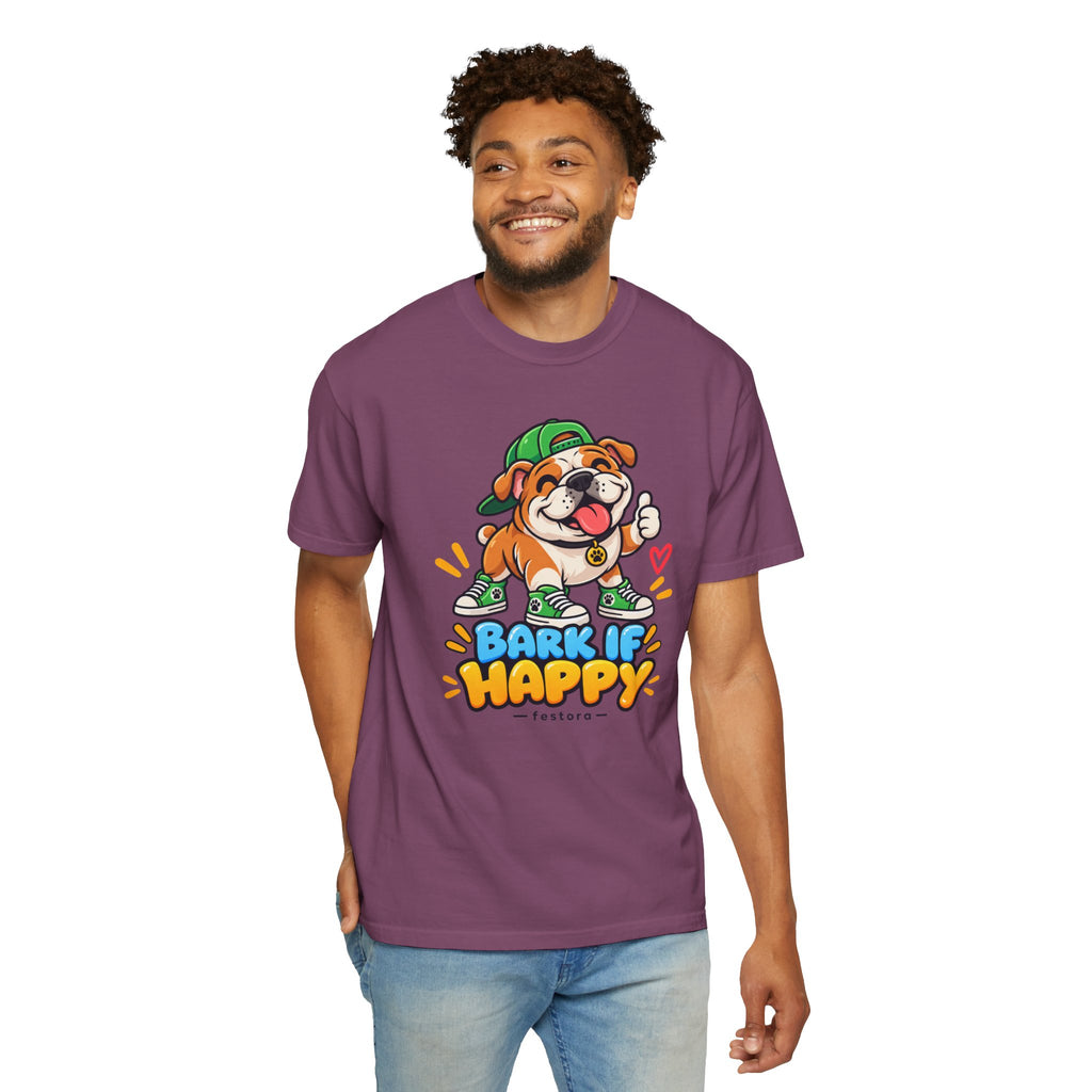Bark If Happy – Cute Bulldog Graphic T-Shirt