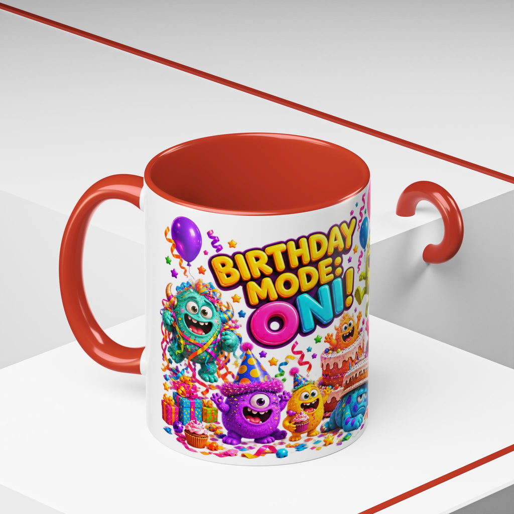 Birthday Mode On Monsters Coffee Mug — Colorful Party Coffee Cup (11/15oz)