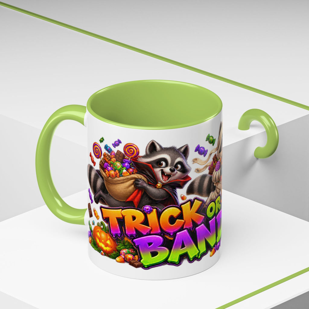 Trick or Treat Bandits Raccoons Halloween White Mug