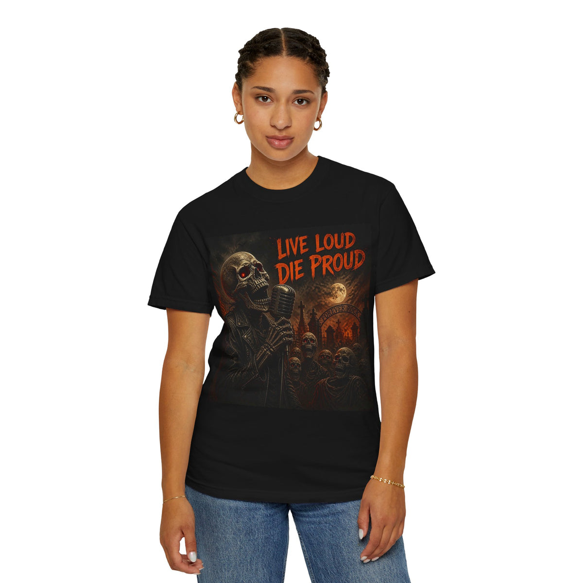 Live Loud Die Proud Skull Band T-Shirt