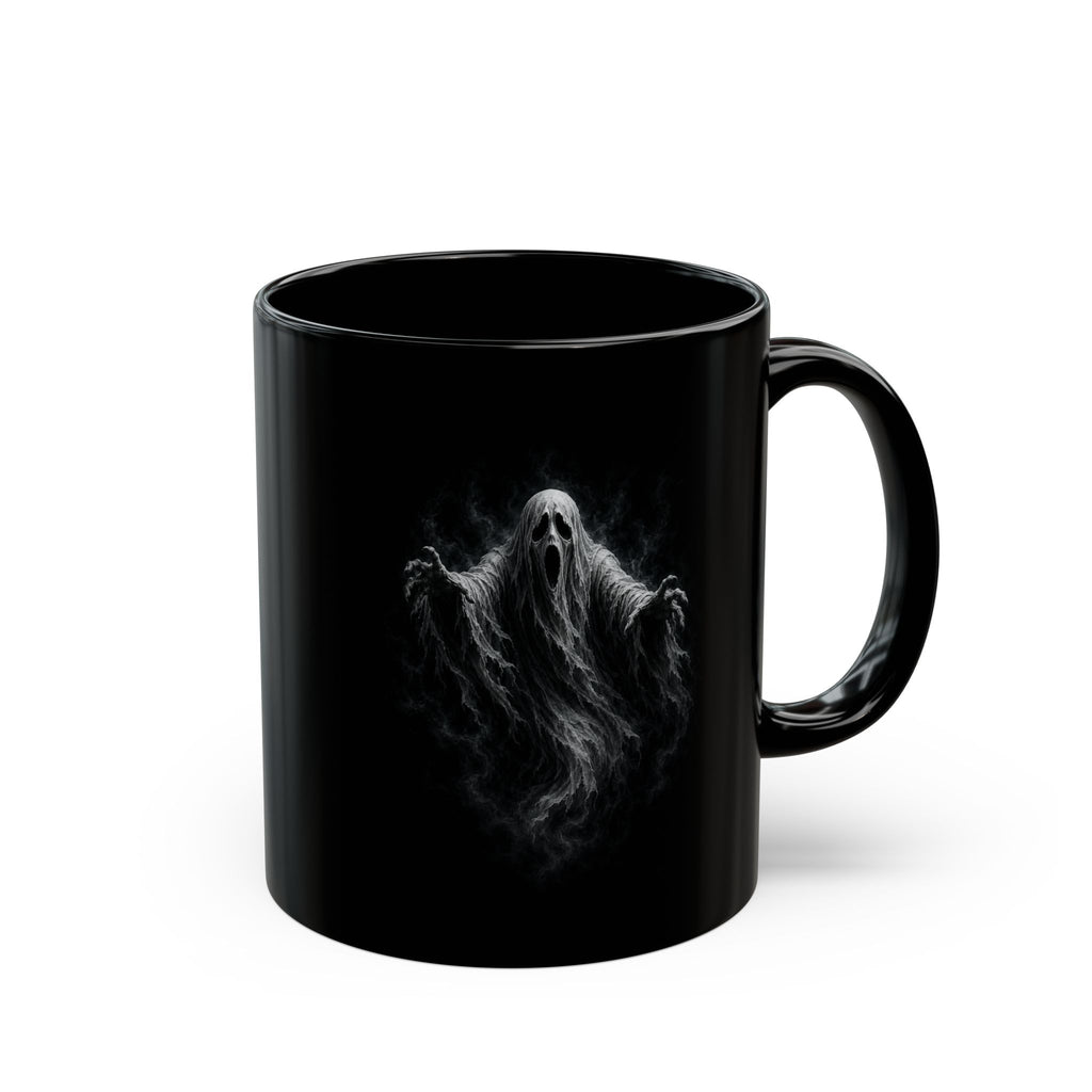 Ghost Haunted Black Coffee Mug — Spooky Halloween 11oz/15oz