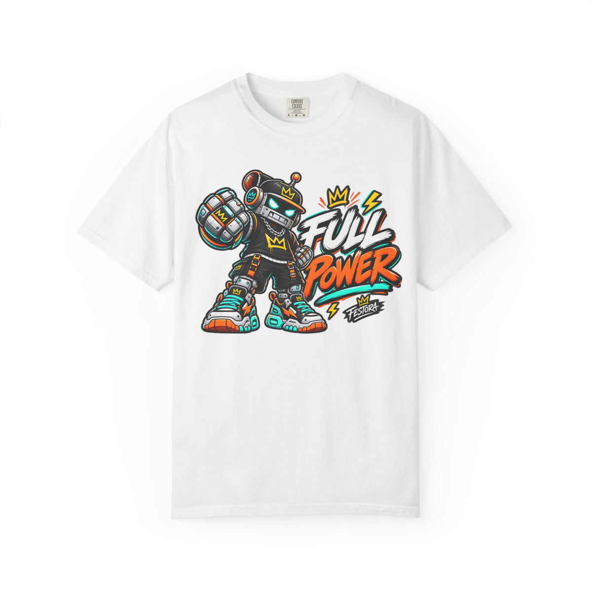 Full Power Robot Graphic T-Shirt — Retro Streetwear Tee