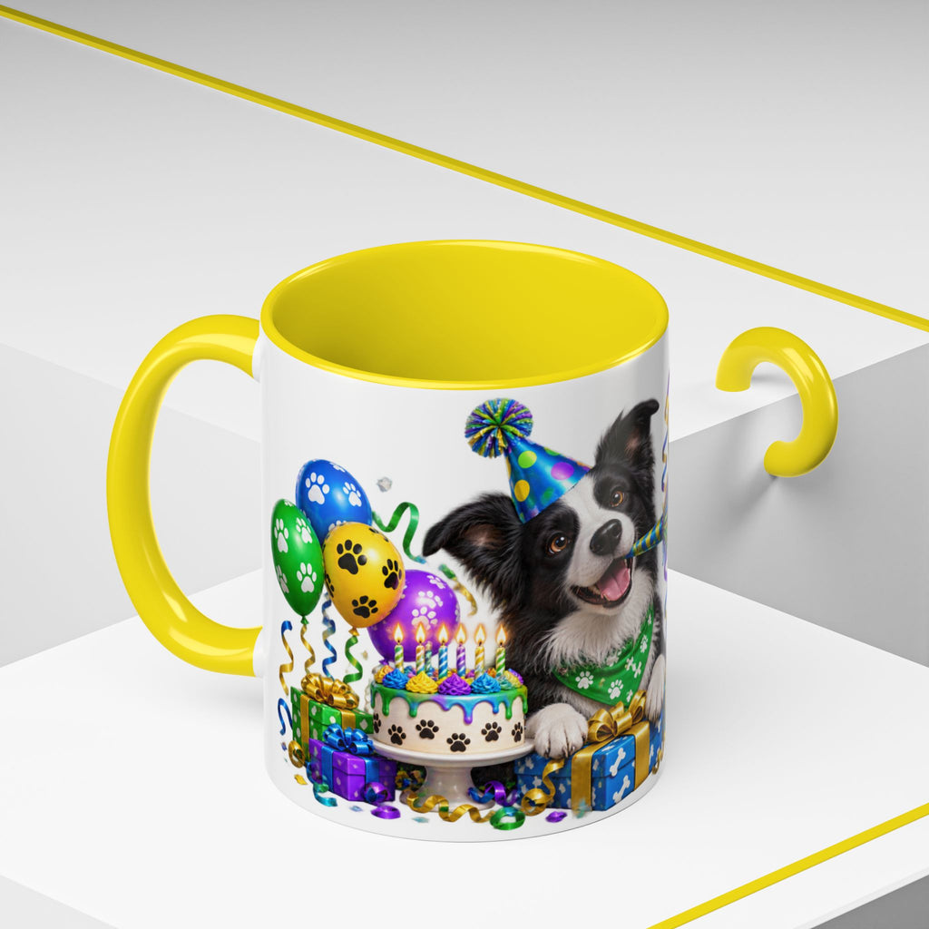 Herd the Crew Border Collie Birthday White Mug