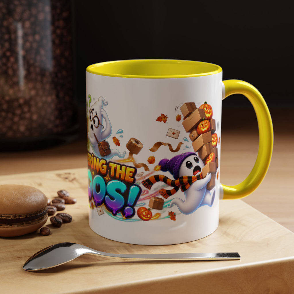 Delivering the Boos Ghost Delivery Halloween White Mug