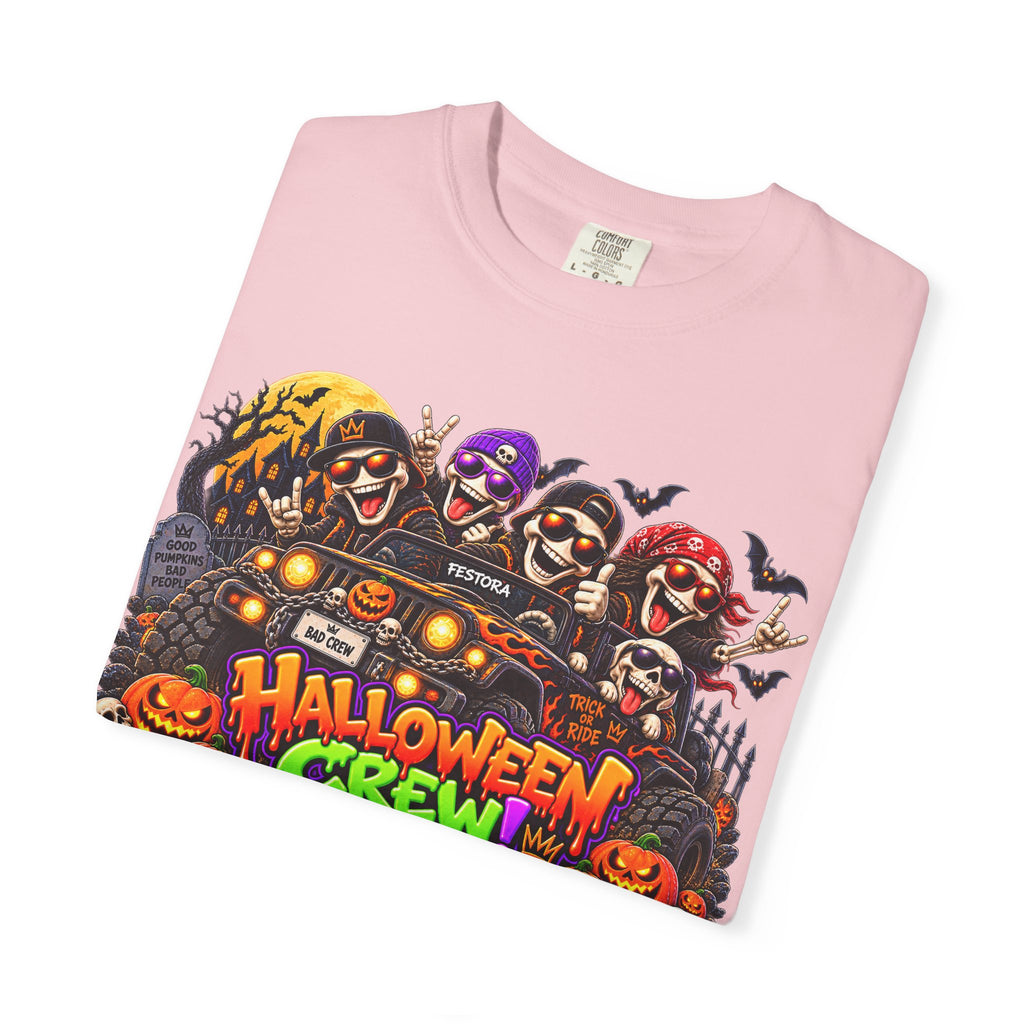 Halloween Crew T-Shirt – Skeleton Jeep Spooky Graphic Tee