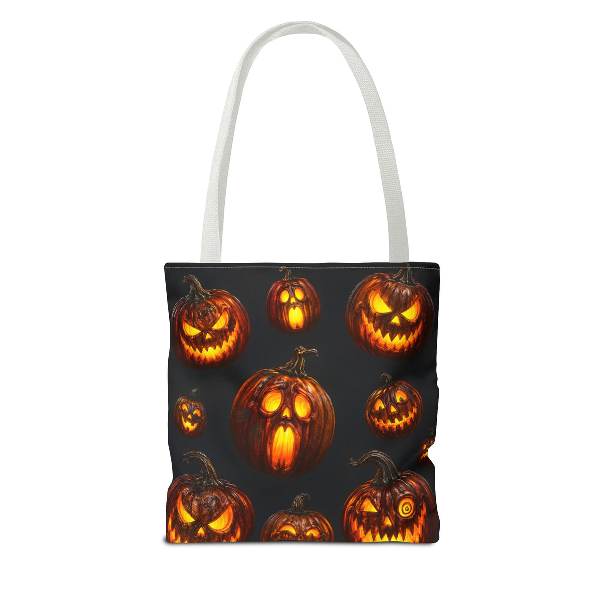 Halloween Jack-o'-Lantern Tote Bag — Spooky Pumpkin All-Over Print Trick-or-Treat Tote
