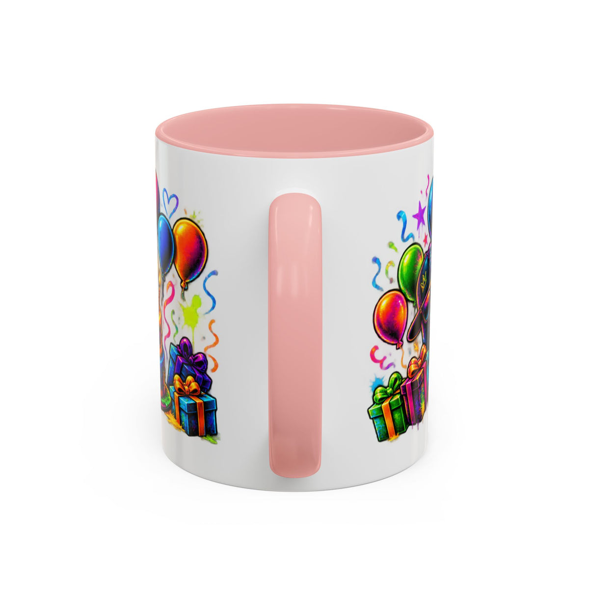 Happy Birthday Accent Coffee Mug – Colorful Graffiti Cake & Balloons (11/15oz)