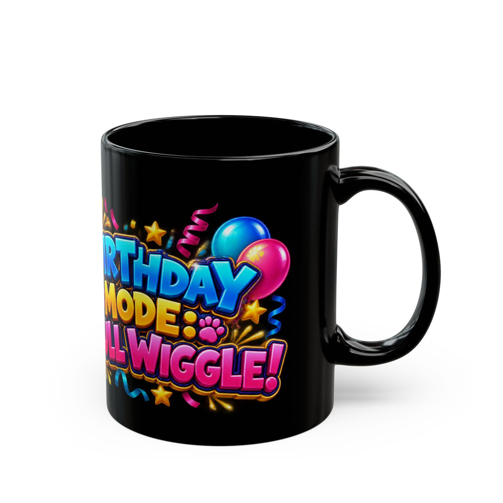 Birthday Mode Full Wiggle Corgi Black Mug