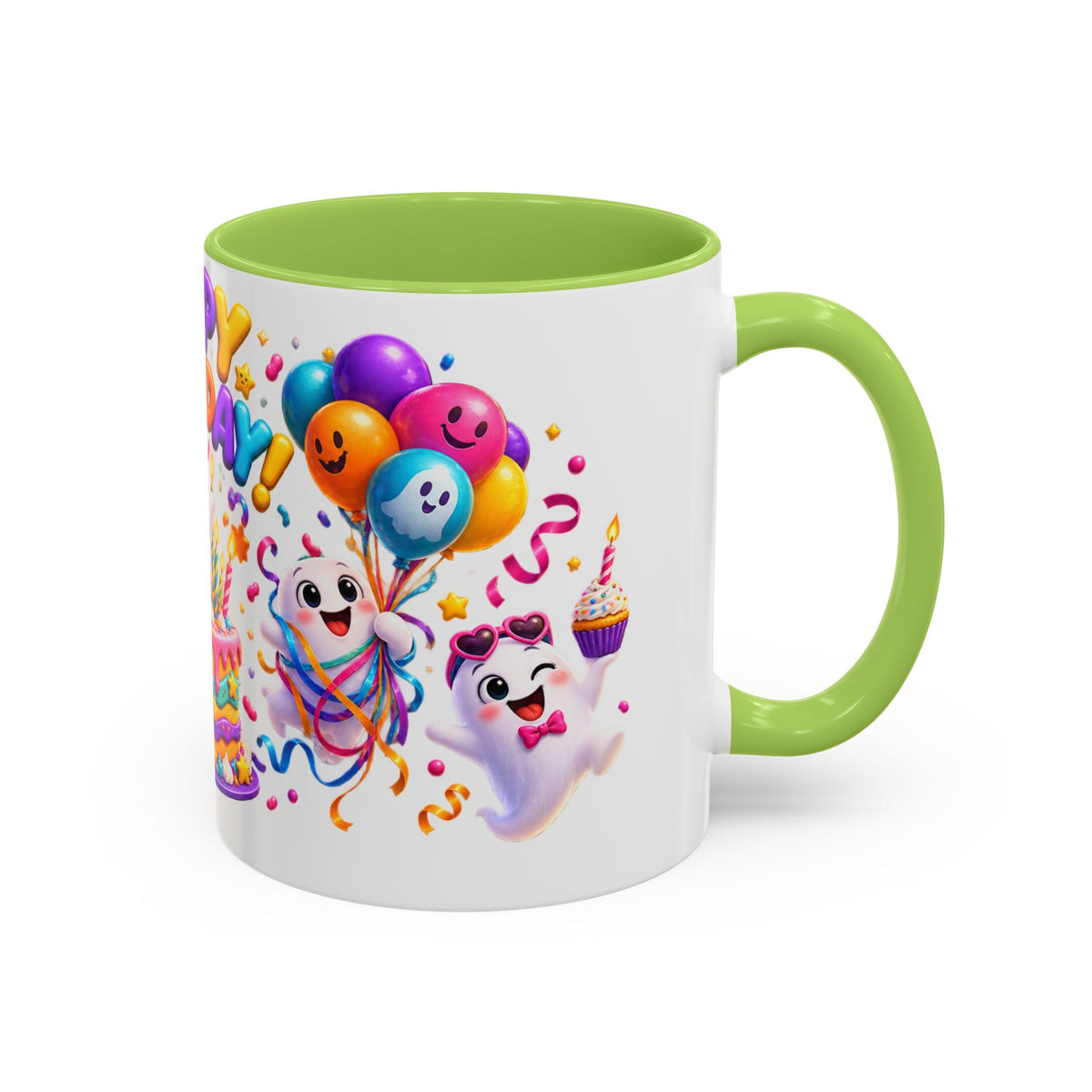 Happy Birthday Accent Coffee Mug - Colorful Celebration Mug (11oz, 15oz)