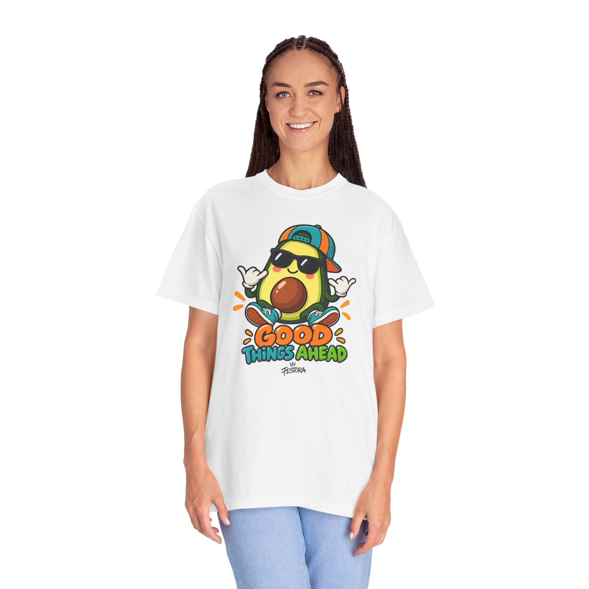 Good Things Ahead Avocado Graphic T-Shirt | Festora Everyday